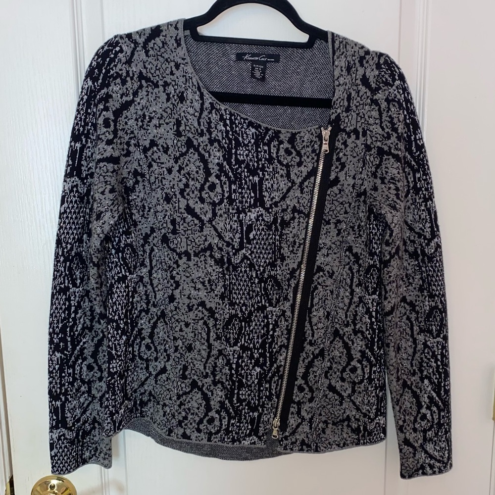 Kenneth Cole Snakeskin Knit Moto Jacket
